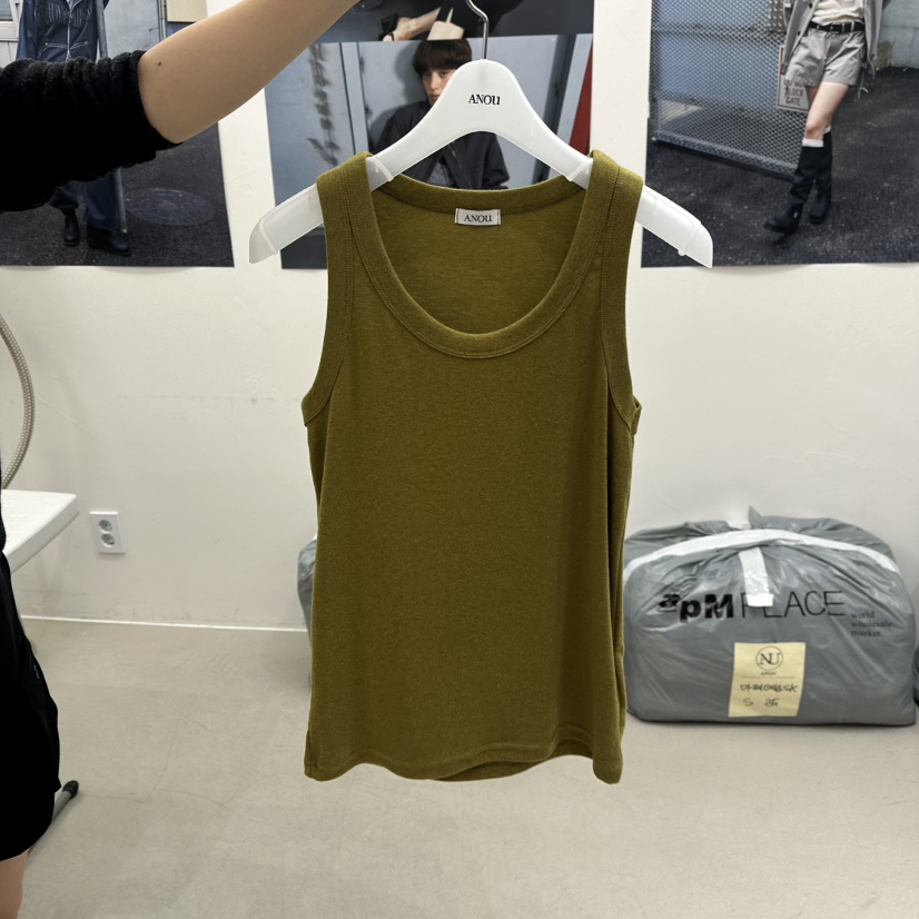 ANOU東大門代購女裝新品熱賣推薦真品時尚吊帶背心U領羅紋ANOU吊帶/背心圖色1