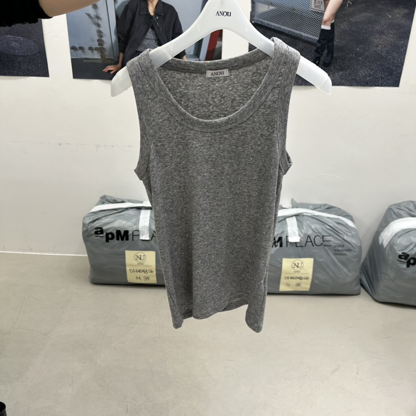 ANOU東大門代購女裝新品熱賣推薦真品時尚吊帶背心U領羅紋ANOU吊帶/背心圖色2