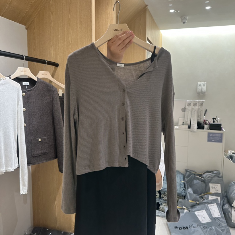 MILLIF東大門實拍女士新品推薦人氣職業熱賣真品休閑開衫絨MILLIF開衫圖色3