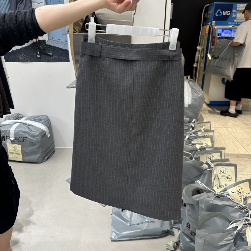 ANOU東大門實拍女裝新款休閑時尚職業半身裙中短裙含腰帶ANOU半身裙/中短裙