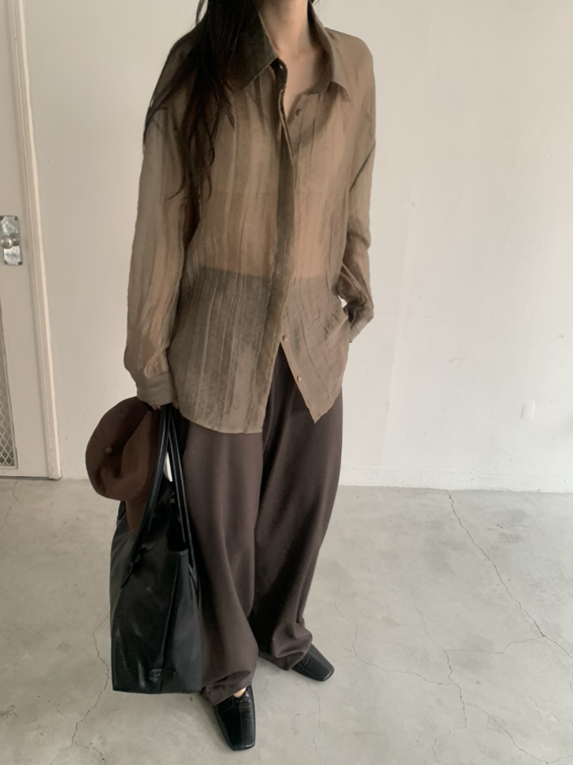LE AVE東大門代購女裝新品人氣真品休閑襯衫蕾絲衫含腰繩LE AVE襯衫/蕾絲衫