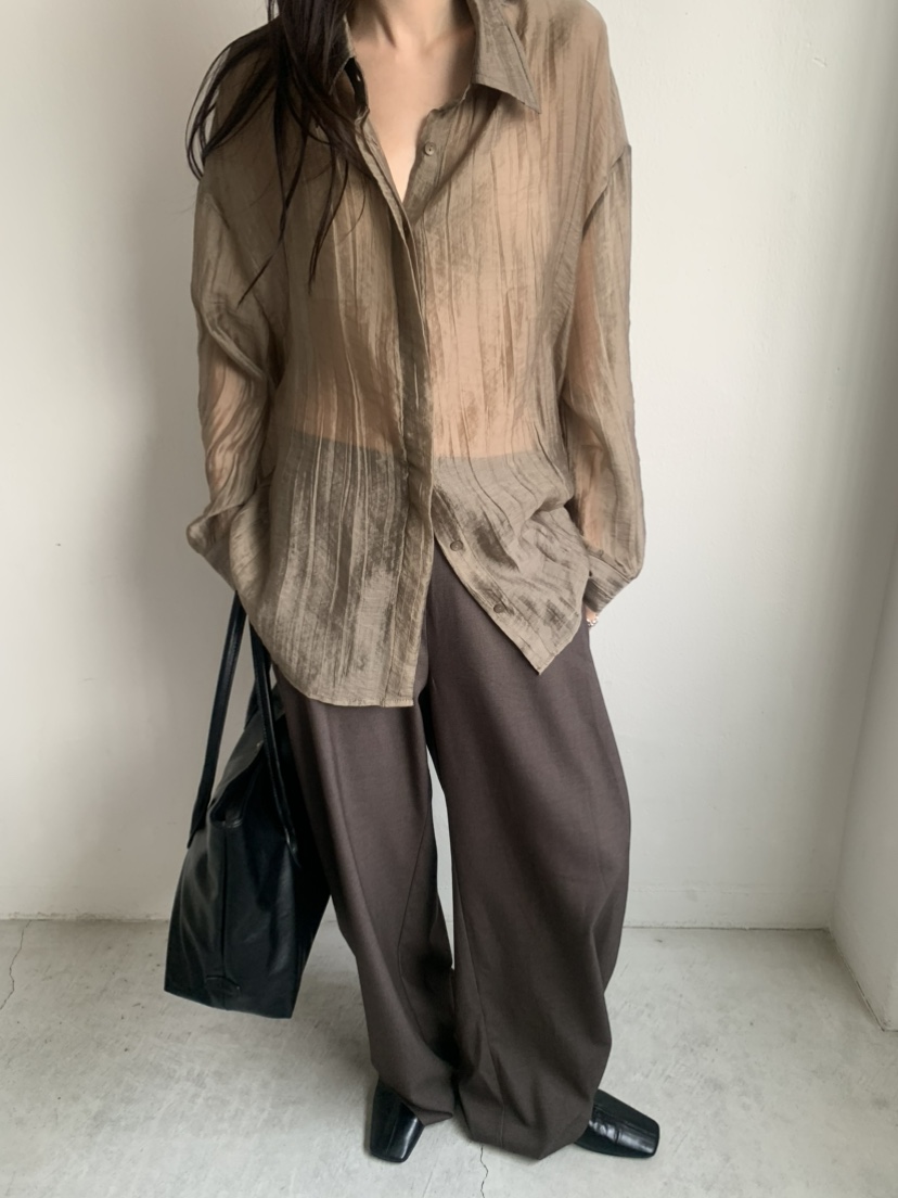 LE AVE東大門代購女裝新品人氣真品休閑襯衫蕾絲衫含腰繩LE AVE襯衫/蕾絲衫