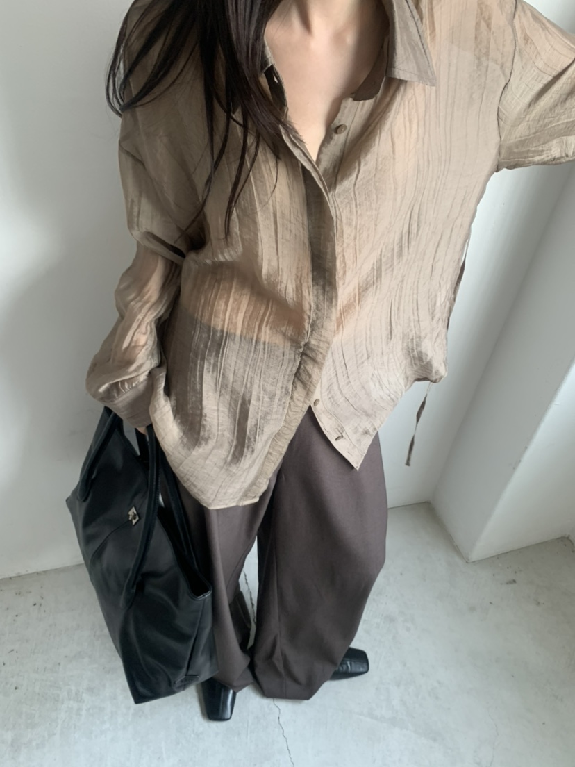 LE AVE東大門代購女裝新品人氣真品休閑襯衫蕾絲衫含腰繩LE AVE襯衫/蕾絲衫