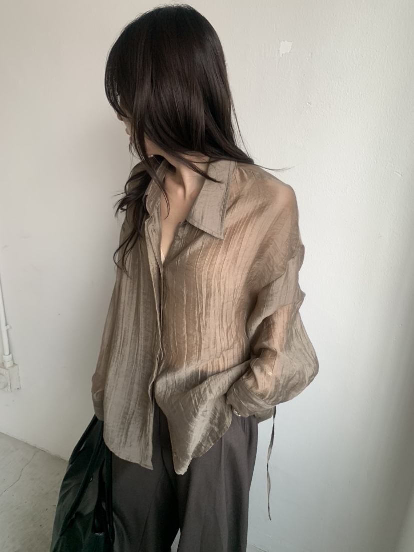 LE AVE東大門代購女裝新品人氣真品休閑襯衫蕾絲衫含腰繩LE AVE襯衫/蕾絲衫