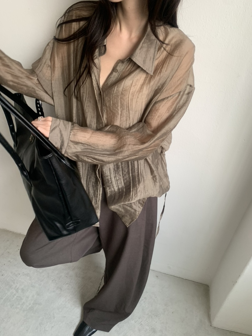 LE AVE東大門代購女裝新品人氣真品休閑襯衫蕾絲衫含腰繩LE AVE襯衫/蕾絲衫