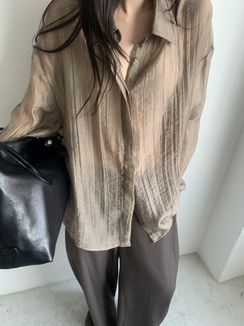 LE AVE東大門代購女裝新品人氣真品休閑襯衫蕾絲衫含腰繩LE AVE襯衫/蕾絲衫