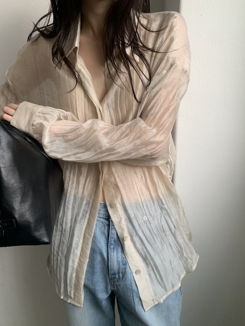 LE AVE東大門代購女裝新品人氣真品休閑襯衫蕾絲衫含腰繩LE AVE襯衫/蕾絲衫