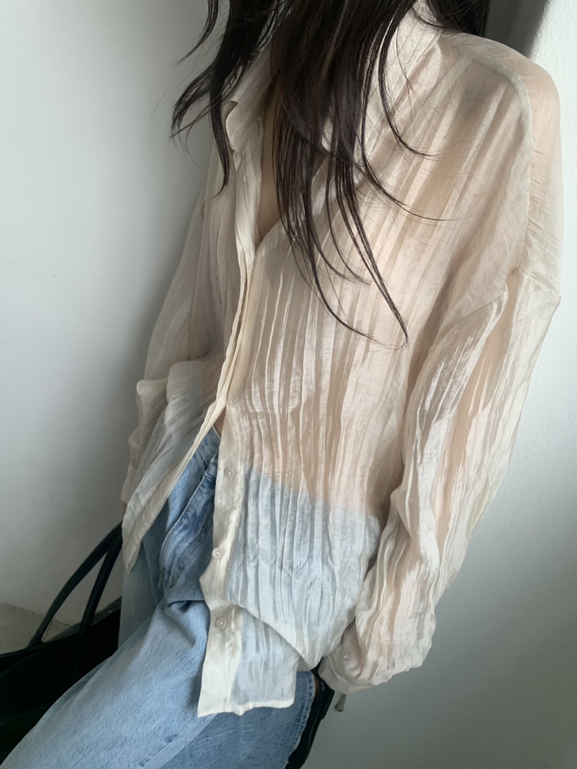 LE AVE東大門代購女裝新品人氣真品休閑襯衫蕾絲衫含腰繩LE AVE襯衫/蕾絲衫