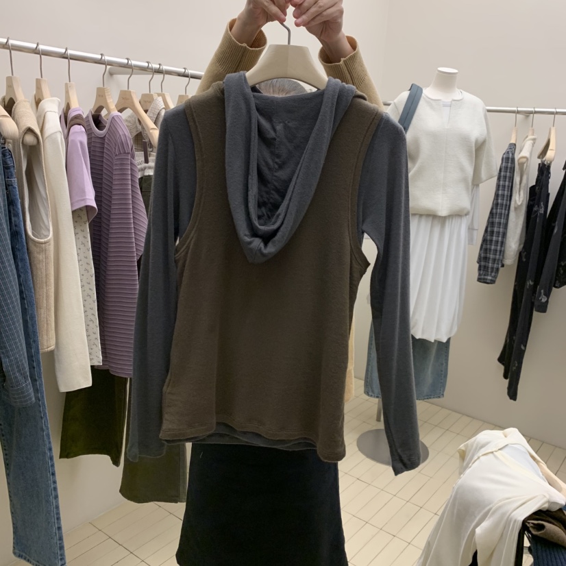 THEPLAN韓國代購女士新品時尚真品套裝羊毛絲綢連帽衫套裝THE PLAN套裝