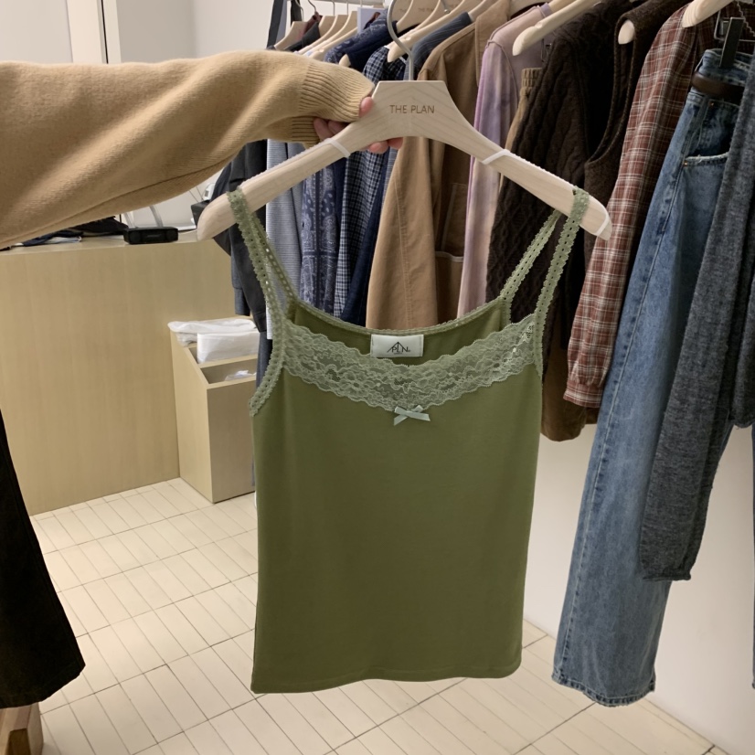 THEPLAN韓國代購女裝新品休閑熱賣人氣時尚吊帶背心蕾絲無袖THE PLAN吊帶/背心圖色1