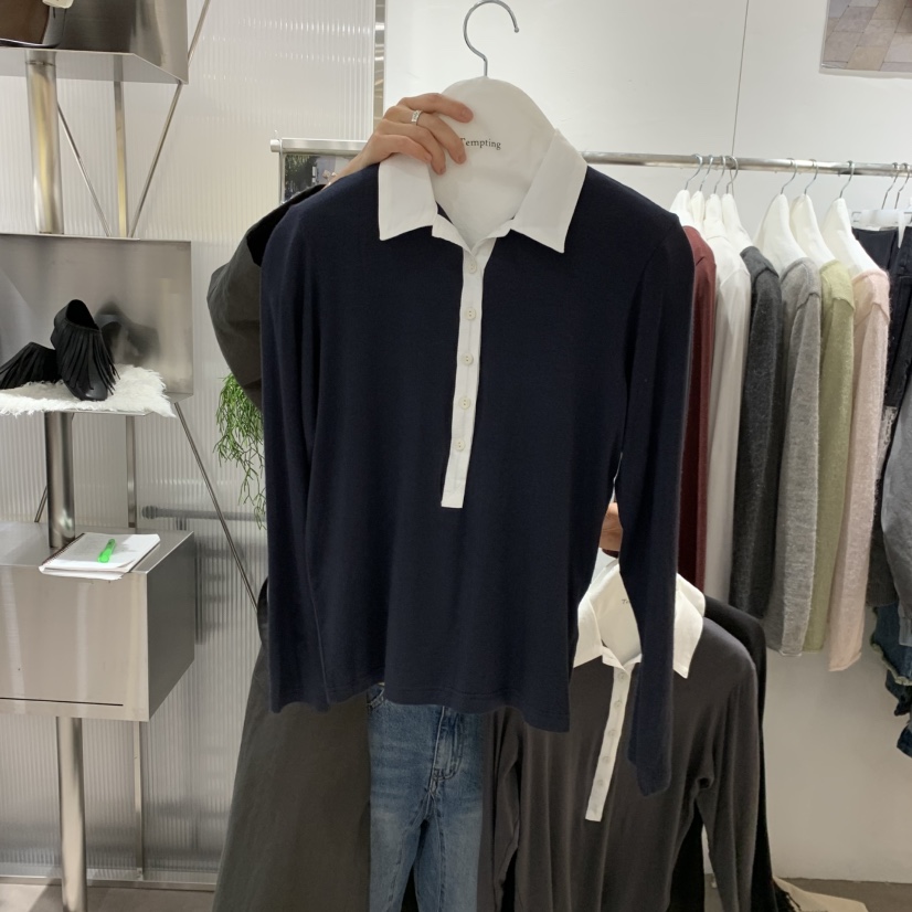 TEMPTING東大門實拍女裝新品人氣推薦休閑時尚真品長袖T恤TEMPTING長袖T恤圖色4深藍色