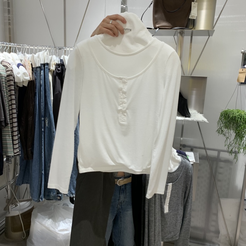 TEMPTING東大門實拍女士新品推薦休閑職業長袖T恤假兩件無袖TEMPTING長袖T恤圖色1