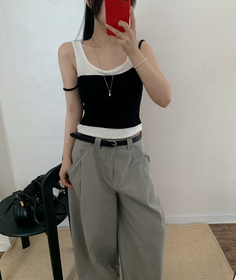 TWENTY FOUR SEVEN24-7東大門直郵女裝新款推薦吊帶背心假兩件無袖TEWNTY FOUR SEVEN24-7吊帶/背心
