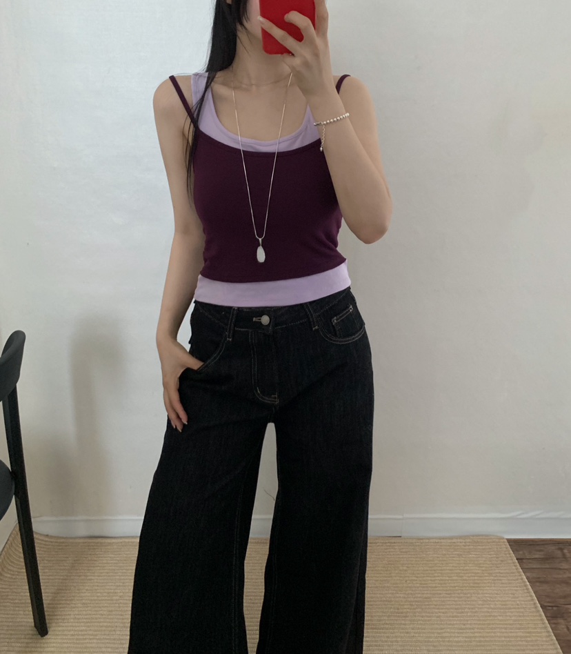 TWENTY FOUR SEVEN24-7東大門直郵女裝新款推薦吊帶背心假兩件無袖TEWNTY FOUR SEVEN24-7吊帶/背心