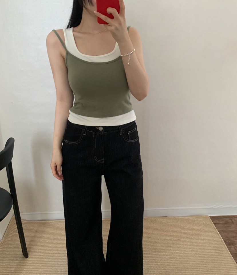 TWENTY FOUR SEVEN24-7東大門直郵女裝新款推薦吊帶背心假兩件無袖TEWNTY FOUR SEVEN24-7吊帶/背心
