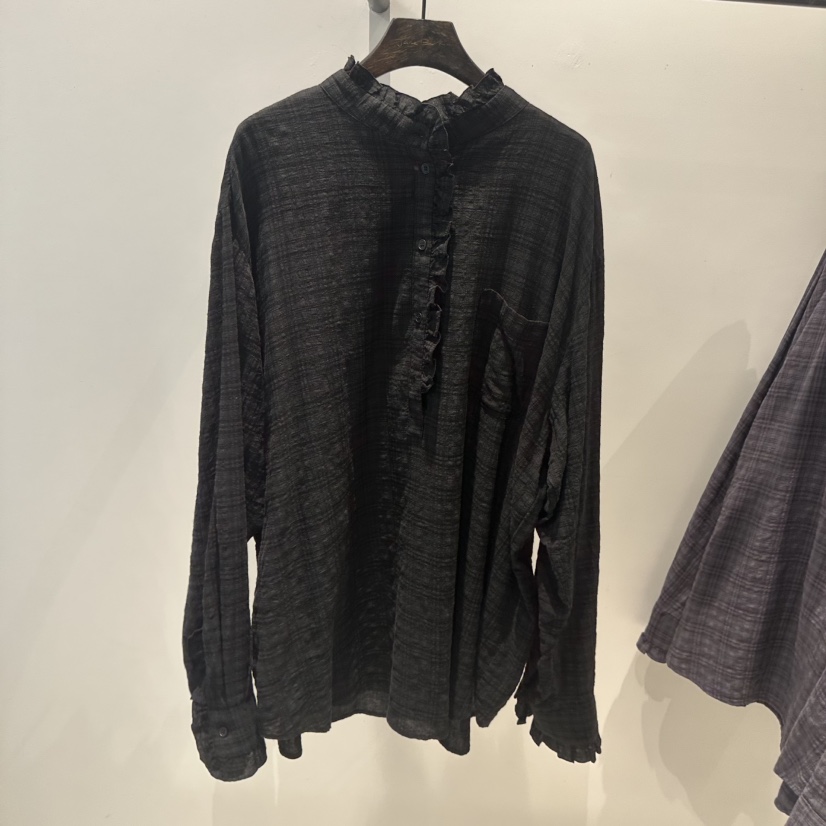 JANE BIRKIN東大門直郵女士新款時尚襯衫蕾絲衫荷葉邊格子JANE BIRKIN設計師品牌襯衫/蕾絲衫
