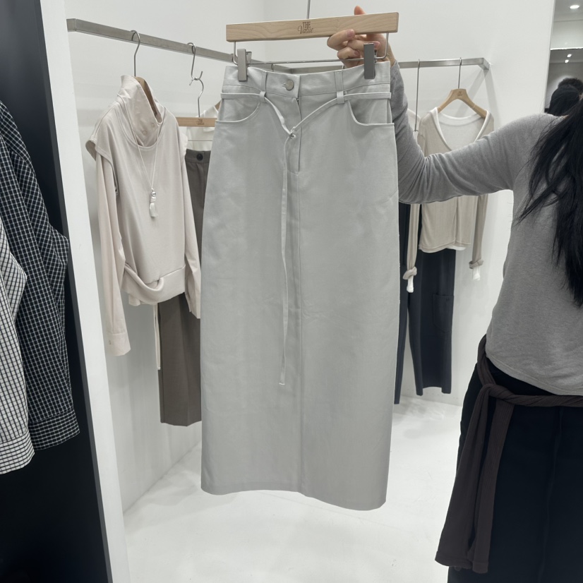 THE VALUE東大門代購女士新款真品休閑熱賣時尚長裙腰帶THE VALUE長裙圖色1