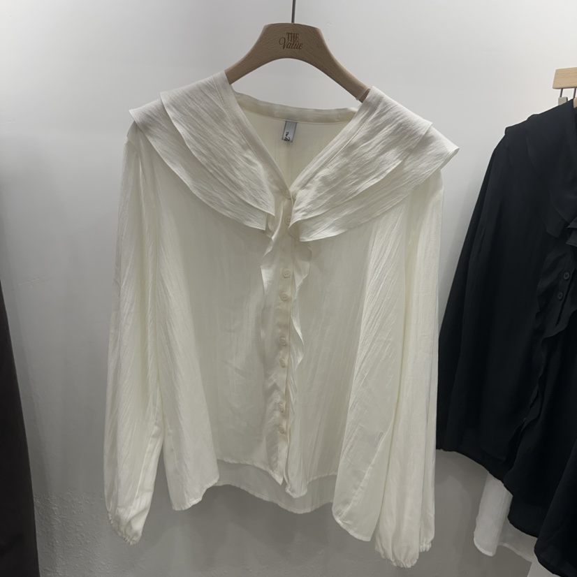 THE VALUE韓國直郵女士新款熱賣休閑真品襯衫蕾絲衫褶邊THE VALUE襯衫/蕾絲衫圖色1