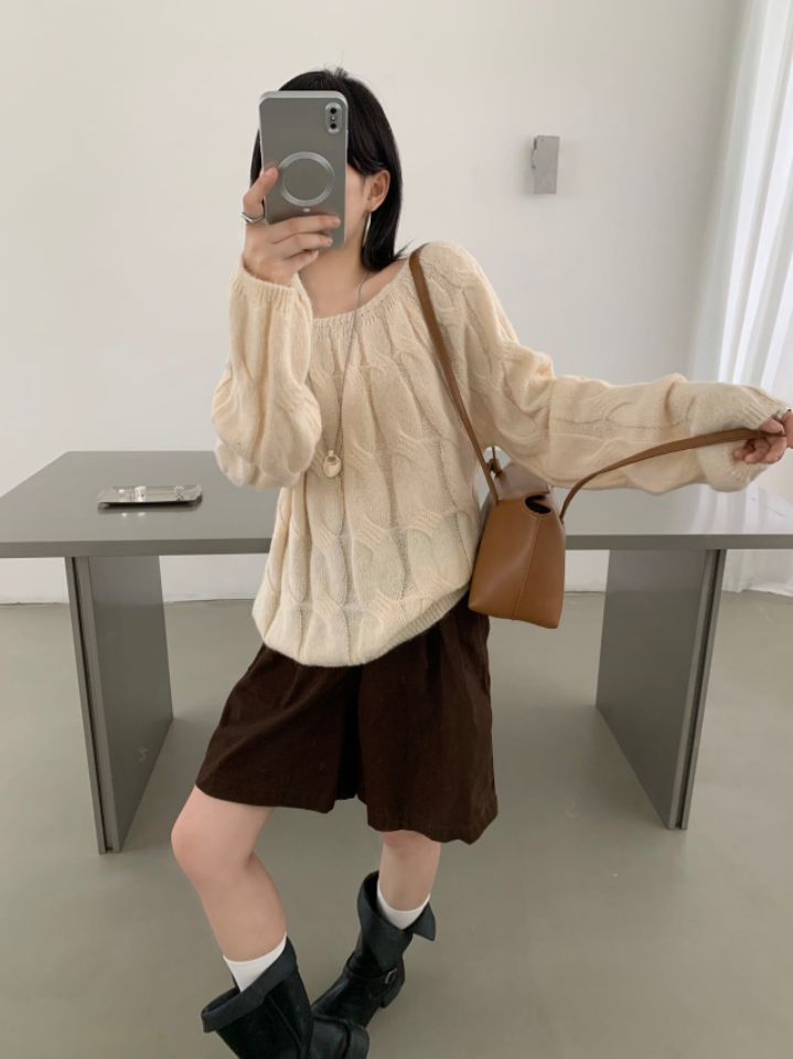 CRONG韓國代購女士新款熱賣真品時尚休閑人氣針織衫麻花針織CRONG針織衫