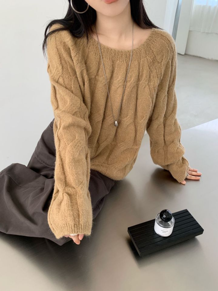 CRONG韓國代購女士新款熱賣真品時尚休閑人氣針織衫麻花針織CRONG針織衫圖色2