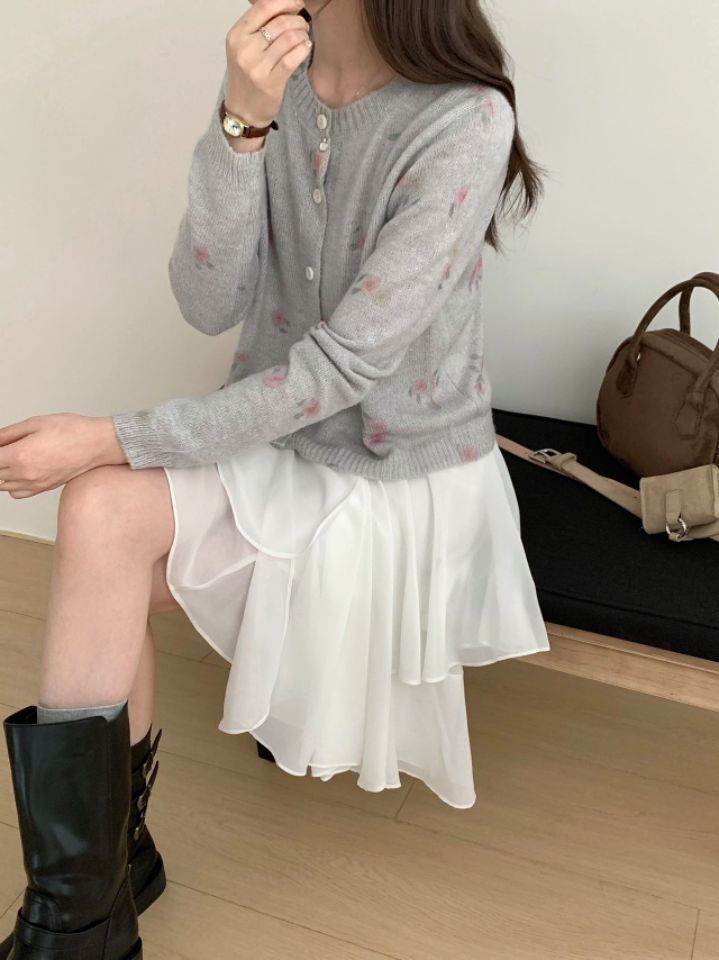 CRONG韓國直郵女裝新品人氣時尚推薦真品休閑熱賣針織衫花朵CRONG針織衫