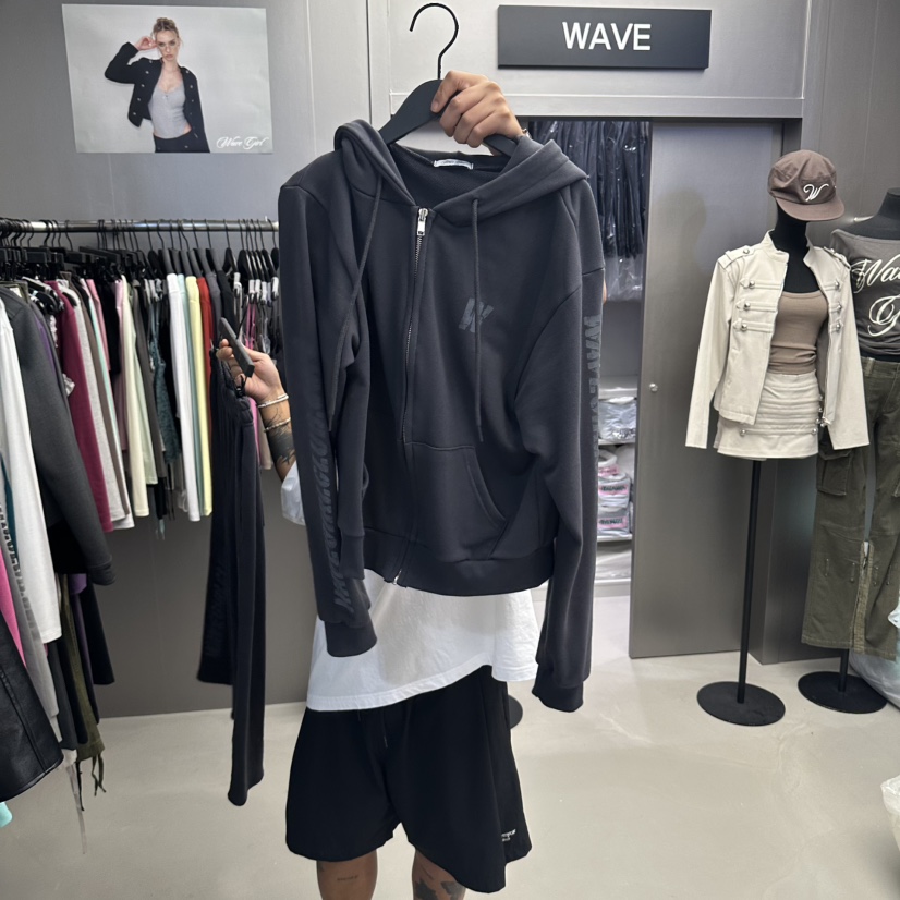 WAVE韓國直郵女士新品熱賣推薦人氣真品時尚衛衣拉鏈連帽衫WAVE衛衣圖色2
