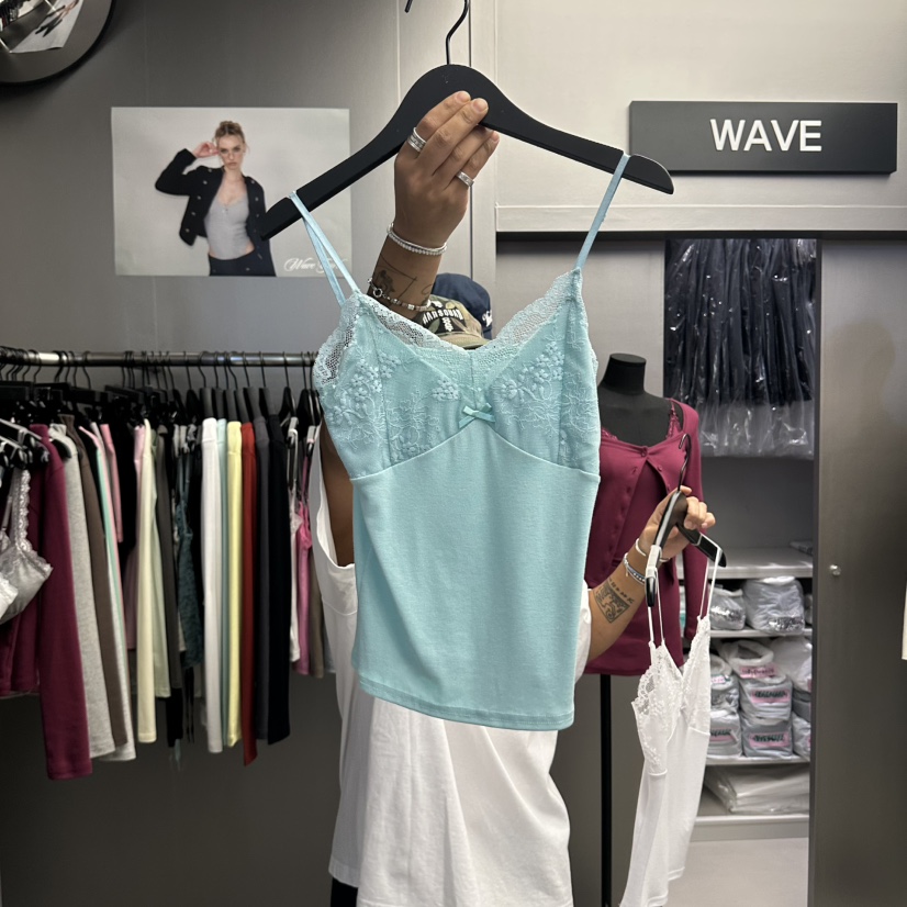 WAVE韓國代購女裝新品休閑推薦時尚真品吊帶背心蕾絲無袖WAVE吊帶/背心圖色2