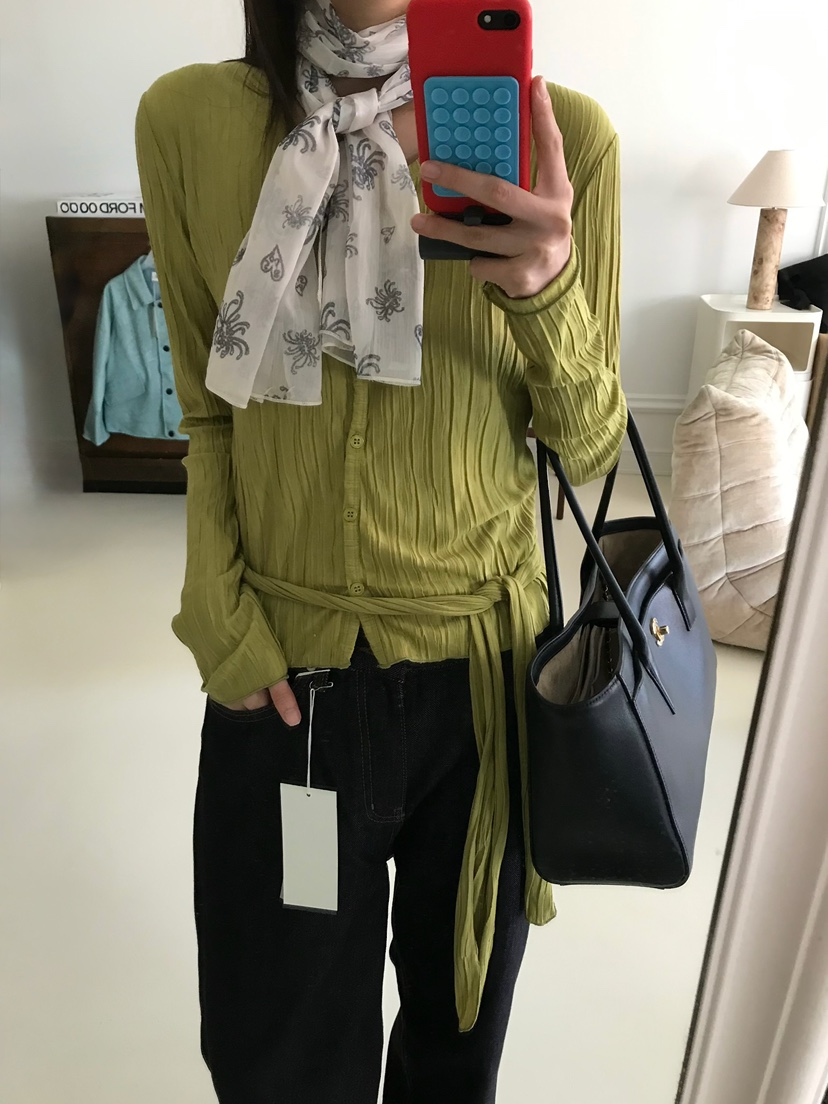 ESCHER韓國代購女裝新款真品熱賣休閑襯衫蕾絲衫含圍巾開衫ESCHER襯衫/蕾絲衫