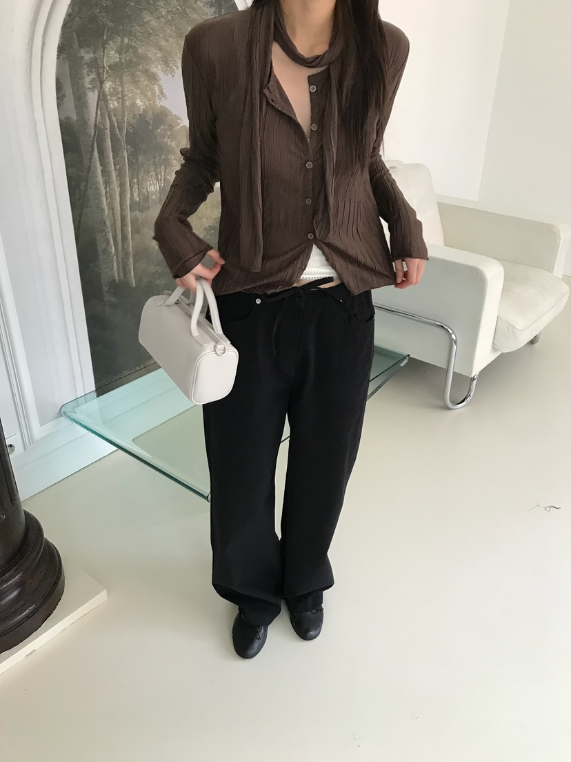 ESCHER韓國代購女裝新款真品熱賣休閑襯衫蕾絲衫含圍巾開衫ESCHER襯衫/蕾絲衫