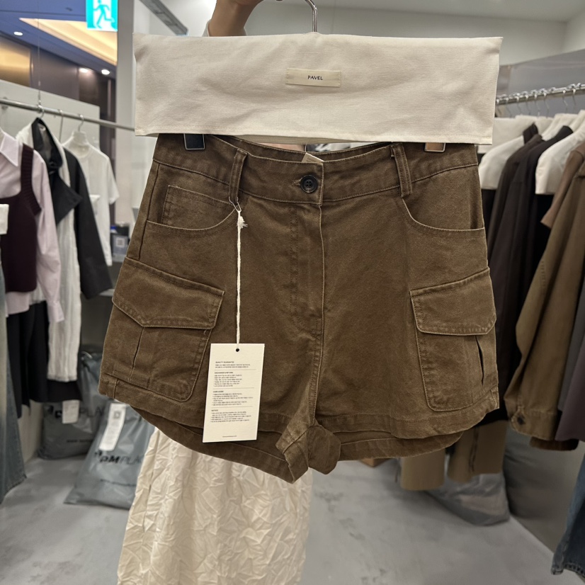 PAVEL東大門代購女裝新品休閑真品熱賣時尚推薦短褲口袋水洗PAVEL短褲圖色1