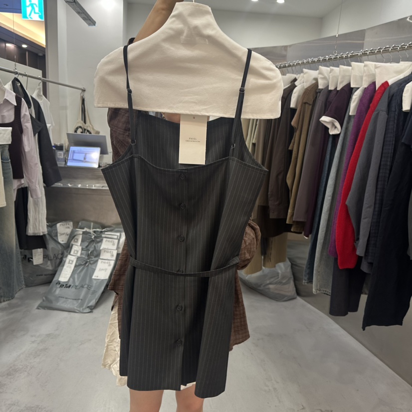 PAVEL韓國直郵女士新款休閑熱賣時尚真品連衣裙OPS含腰帶PAVEL連衣裙