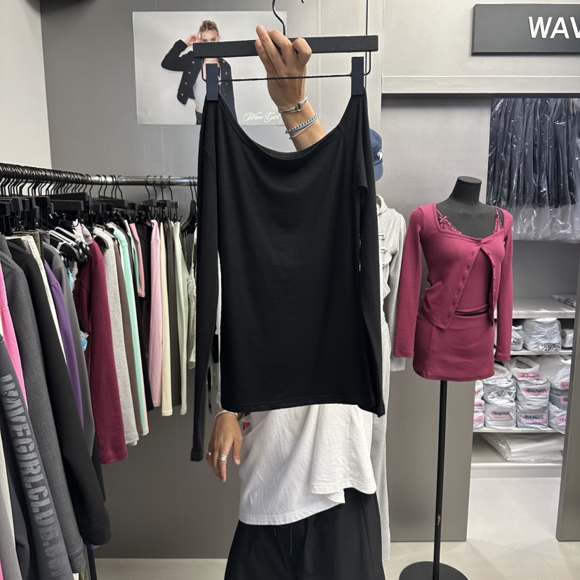 WAVE韓國代購女裝新品人氣推薦真品休閑時尚熱賣長袖T恤WAVE長袖T恤