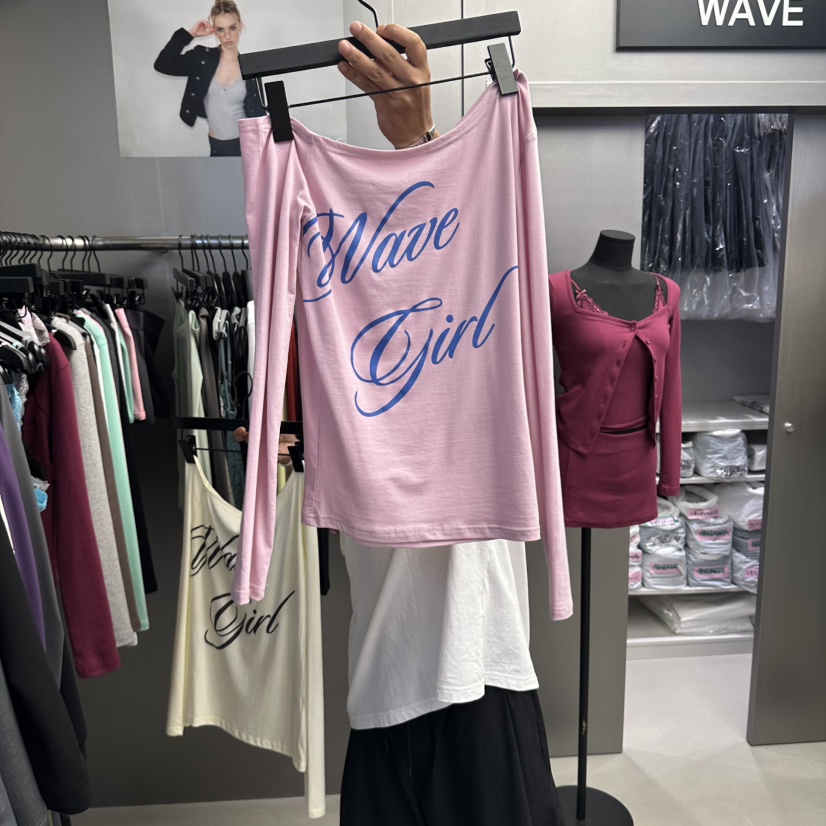 WAVE韓國代購女裝新品人氣推薦真品休閑時尚熱賣長袖T恤WAVE長袖T恤圖色1