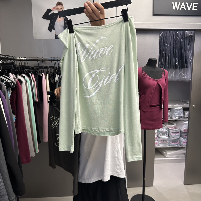 WAVE韓國代購女裝新品人氣推薦真品休閑時尚熱賣長袖T恤WAVE長袖T恤圖色3