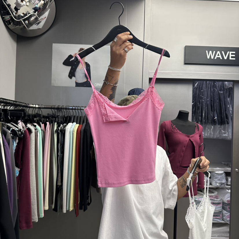 WAVE東大門實拍女士新品熱賣真品時尚吊帶背心蕾絲無袖紐扣WAVE吊帶/背心圖色2