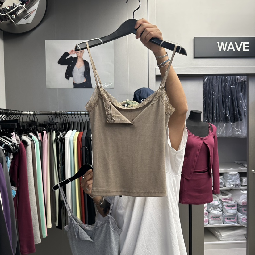 WAVE東大門實拍女士新品熱賣真品時尚吊帶背心蕾絲無袖紐扣WAVE吊帶/背心圖色3