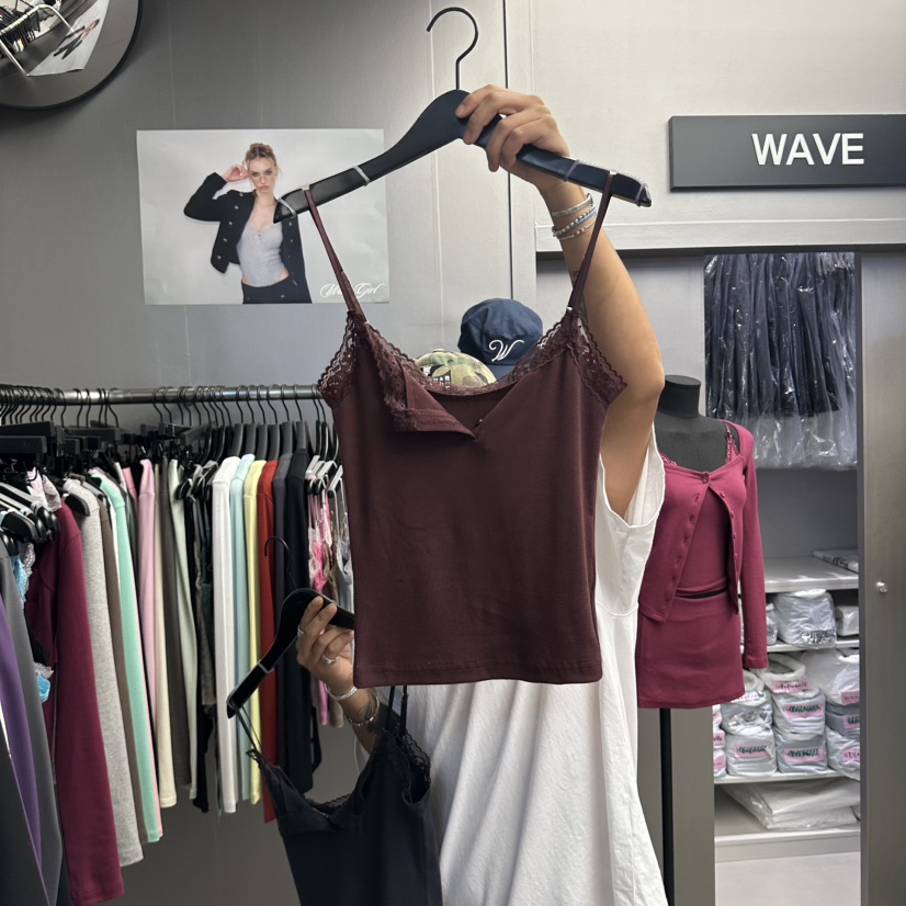 WAVE東大門實拍女士新品熱賣真品時尚吊帶背心蕾絲無袖紐扣WAVE吊帶/背心圖色5