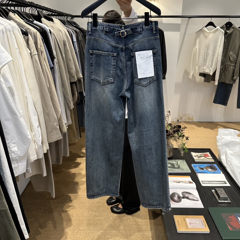 PAUSE韓國直郵女士新款熱賣時尚真品休閑人氣推薦牛仔褲musk牛仔褲