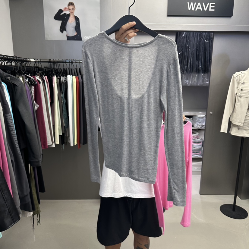 WAVE韓國代購女裝新品人氣休閑真品熱賣時尚推薦長袖T恤天絲WAVE長袖T恤圖色4
