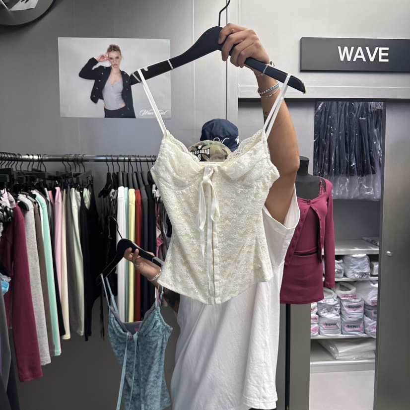 WAVE東大門代購女裝新品推薦熱賣休閑真品人氣吊帶背心花朵WAVE吊帶/背心圖色1
