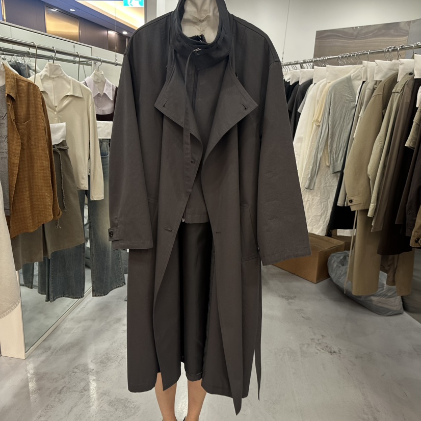 PAVEL東大門直郵女士新品時尚人氣真品長款風衣含腰帶連帽衫PAVEL長款風衣圖色2