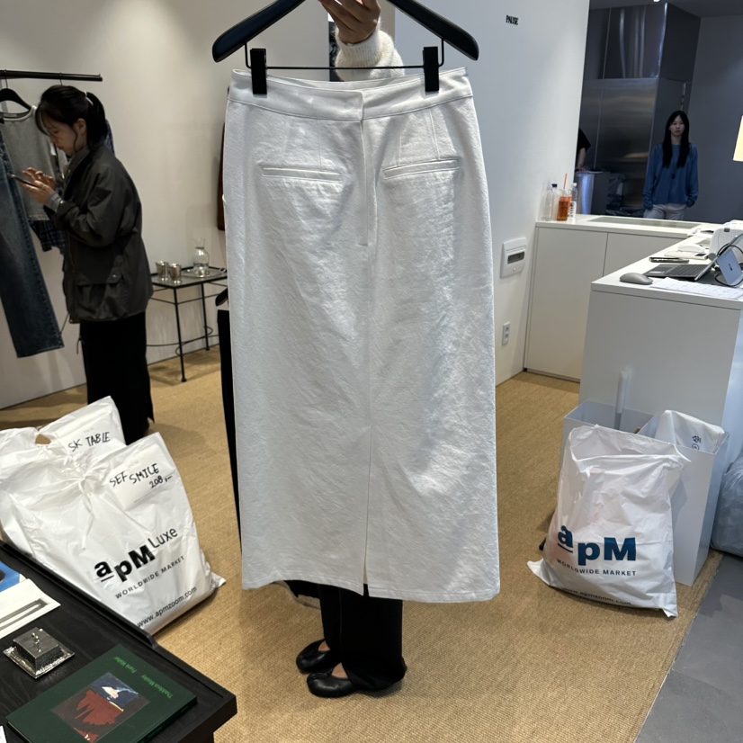 PAUSE東大門直郵女士新款時尚推薦休閑熱賣長裙粗紡牛仔布musk長裙