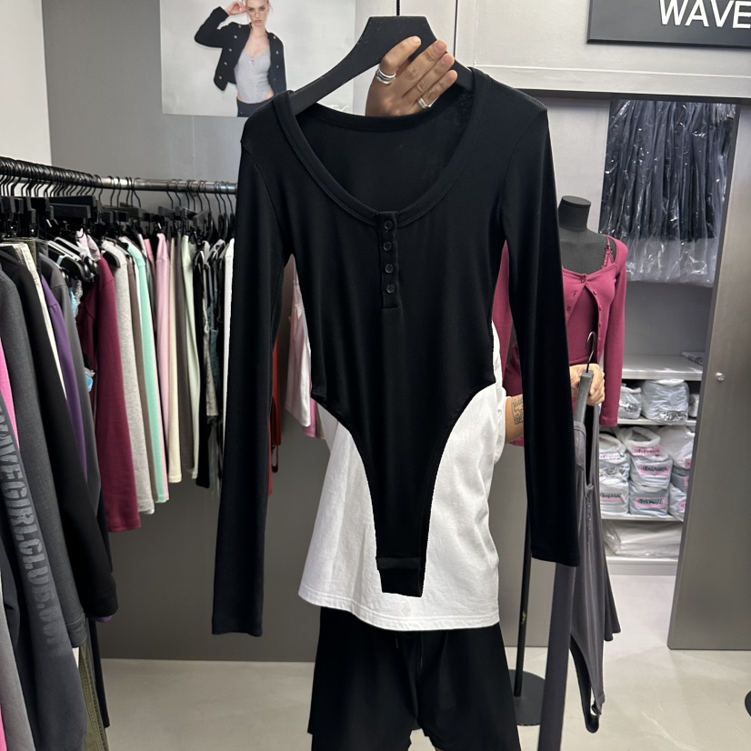 WAVE東大門實拍女裝新品時尚休閑真品推薦人氣連體褲紐扣WAVE連體褲圖色6黑色