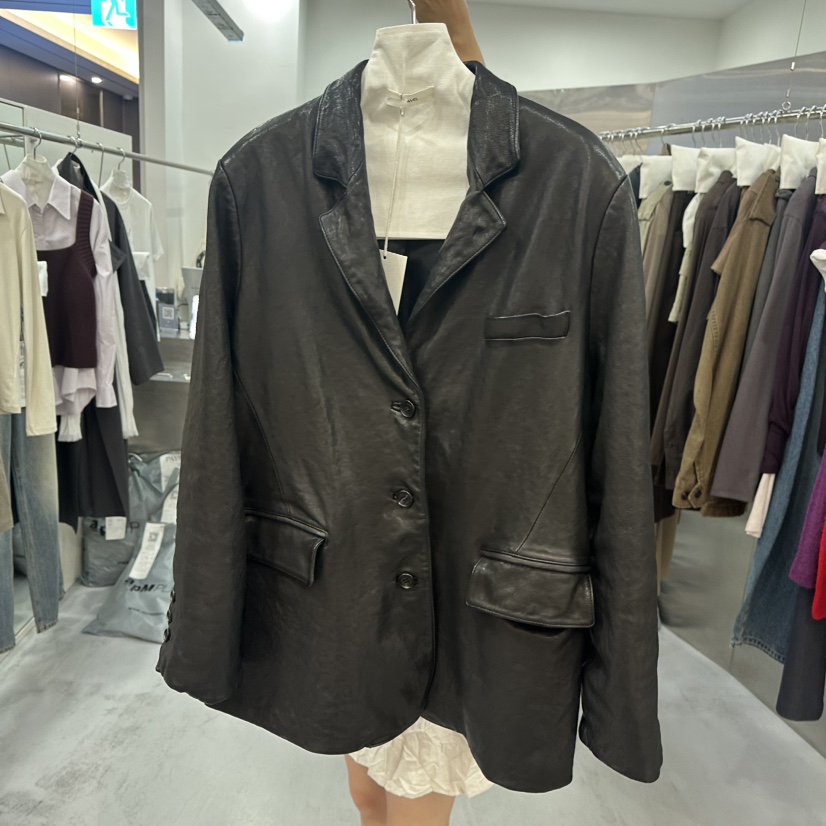 PAVEL韓國代購女裝新品推薦休閑時尚人氣熱賣真品皮衣PAVEL皮衣圖色1黑色