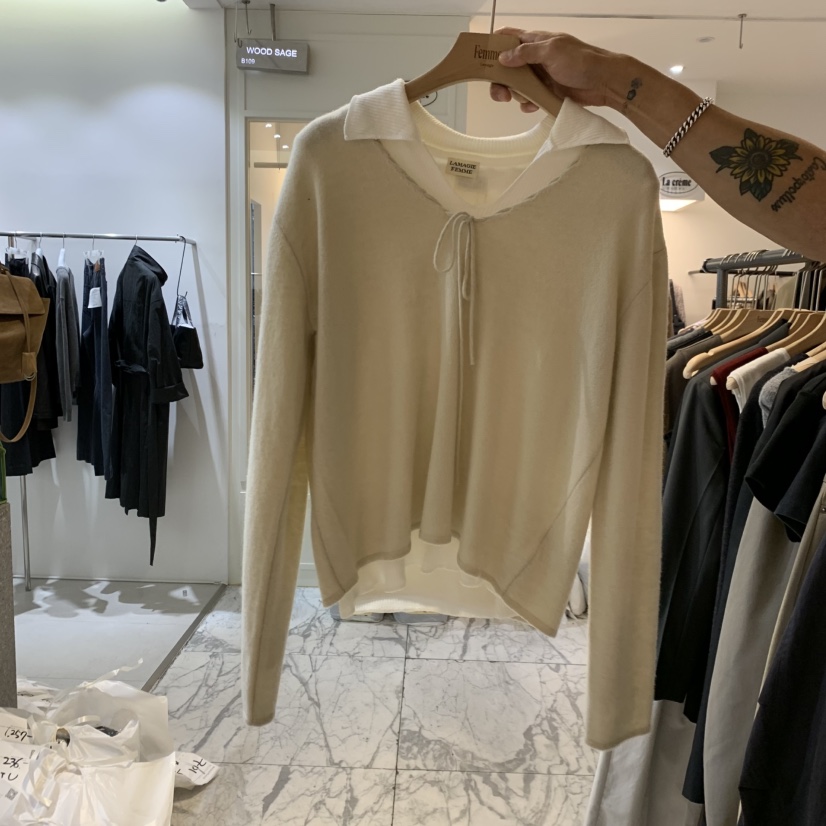 LA MAGIE FEMME東大門直郵女裝新品時尚針織衫不含內搭Lamagie Femme針織衫圖色4淺米