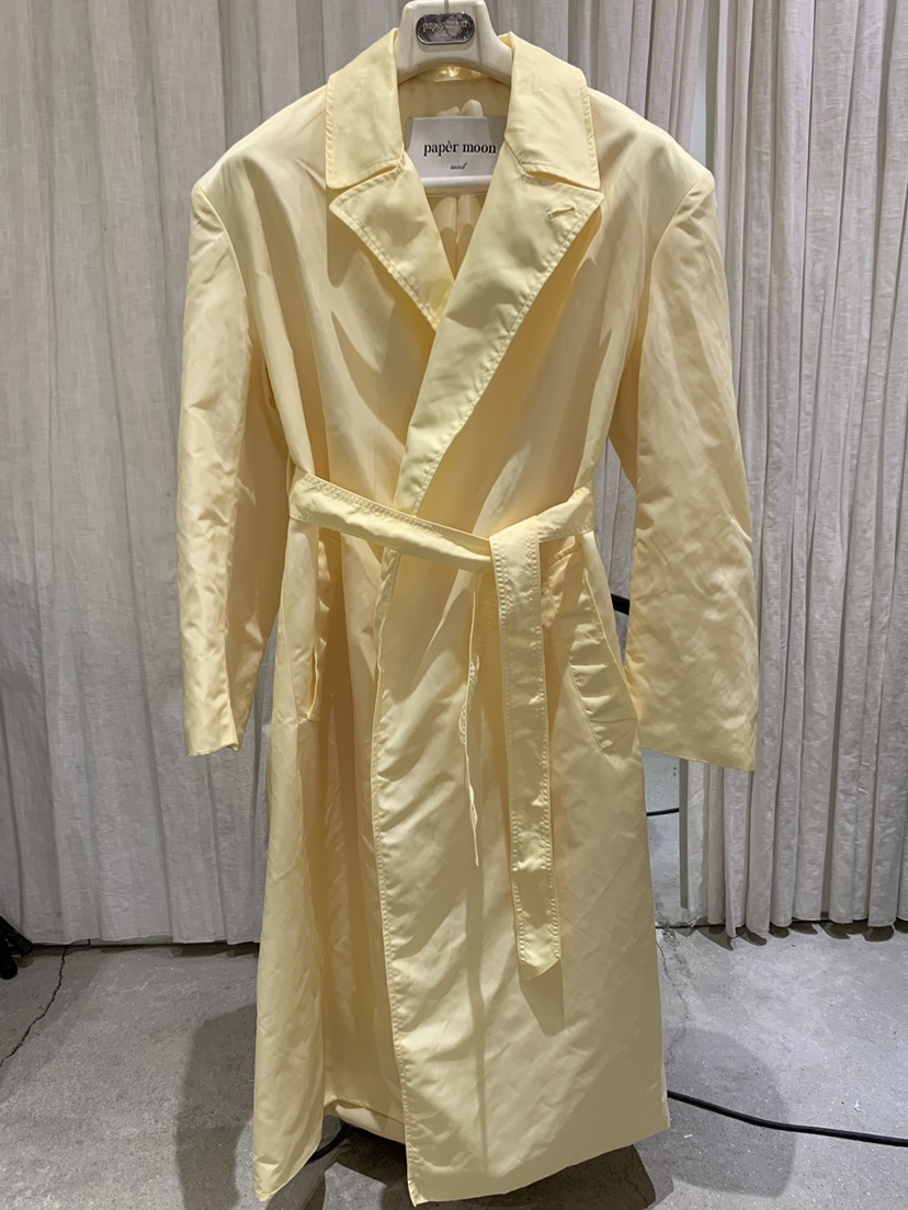 PAPERMOON韓國直郵女士新品時尚休閑長款風衣含腰帶尼龍系帶paper moon長款風衣圖色3