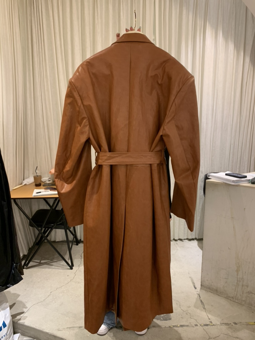 PAPERMOON東大門實拍女士新品推薦休閑長款風衣含腰帶經典paper moon長款風衣