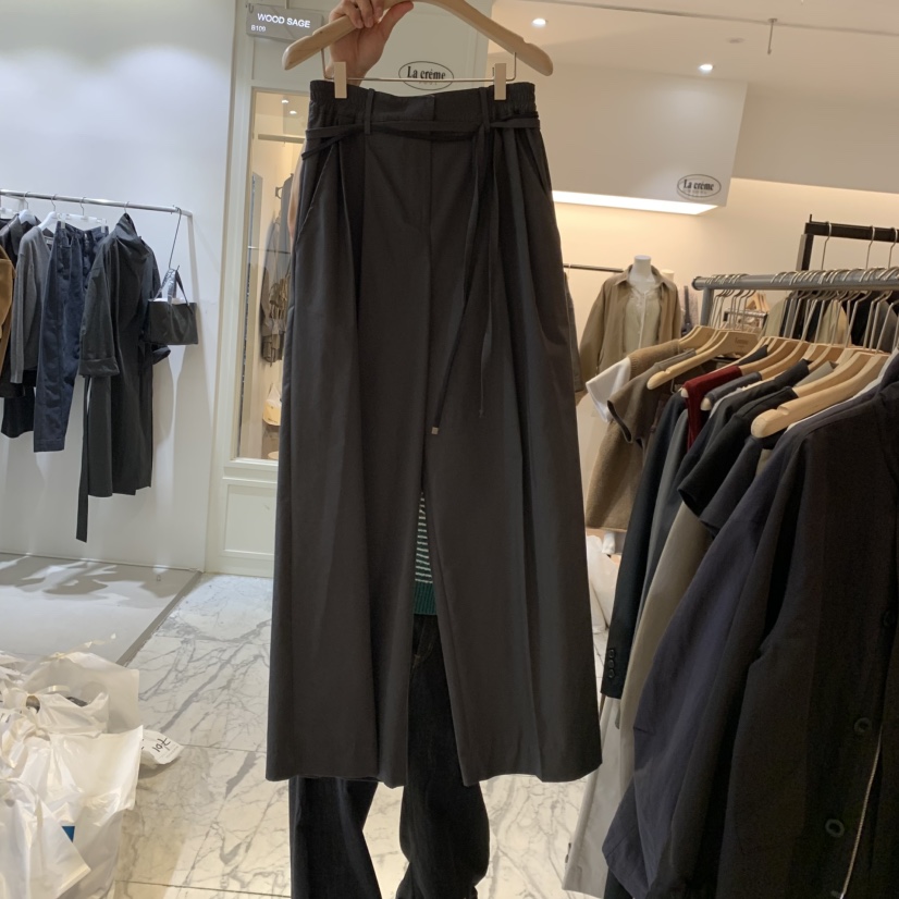 LA MAGIE FEMME東大門直郵女士新品時尚休閑休閑褲含腰繩Lamagie Femme休閑褲圖色3墨