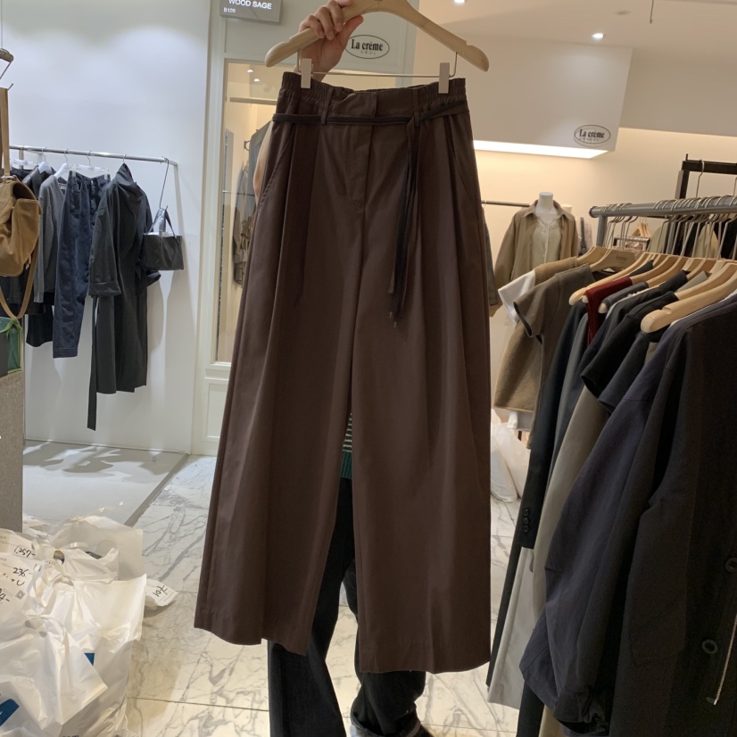 LA MAGIE FEMME東大門直郵女士新品時尚休閑休閑褲含腰繩Lamagie Femme休閑褲圖色4棕色