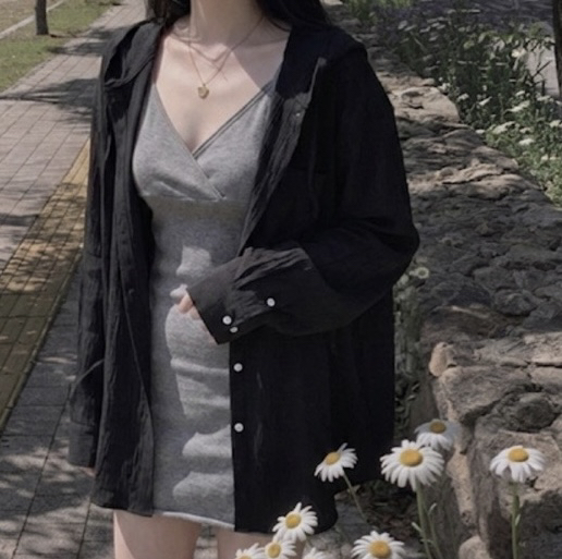 PAIRING東大門直郵女裝新款休閑時尚人氣襯衫蕾絲衫寬松連帽PAIRING襯衫/蕾絲衫圖色4